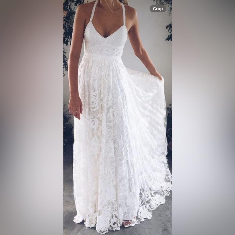 BRAND NEW Lace A Line Backless Beach Wedding Dress Size 10